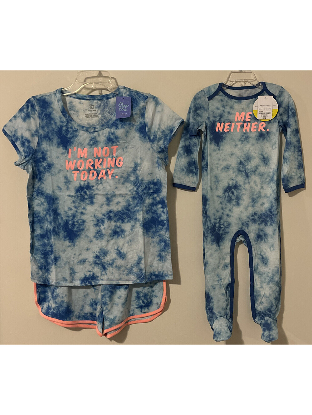 Sleep Chic Mommy & Me Blue Matching Womens Small/Childs 24 Mo Outfits NWT!A1239